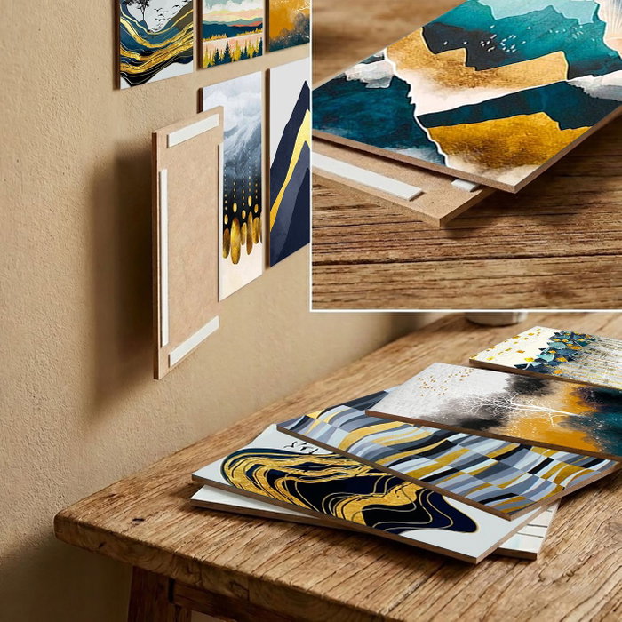 Wallity Set de 12 Cuadros Decorativos MDF Multicolor